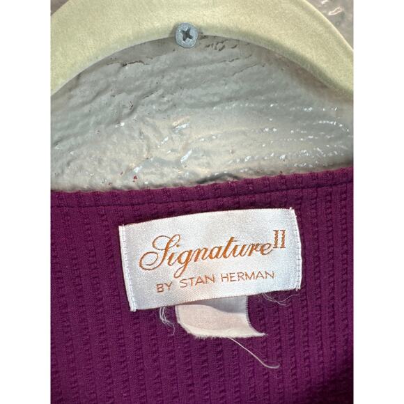 Stan Herman Plum Purple 3/4 Sleeve Half Zip Robe Size 14/16 Approx - Picture 3 of 4